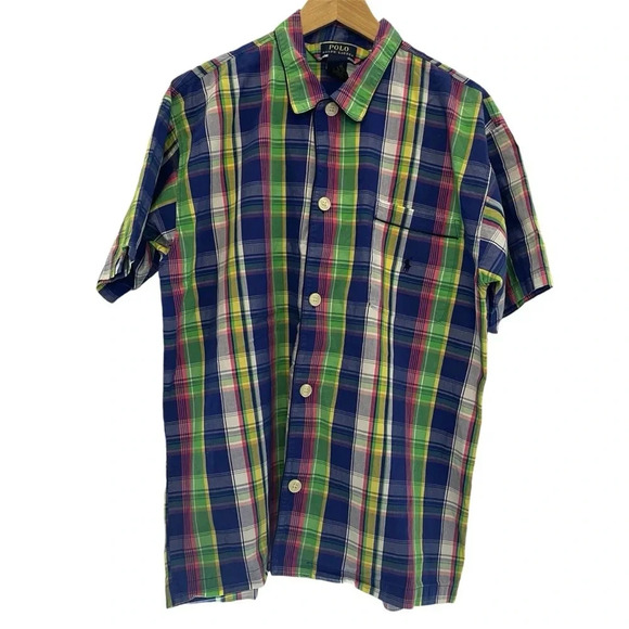 Polo‎ Ralph Lauren Classic Plaid Short Sleeve Button Shirt M - Picture 1 of 7